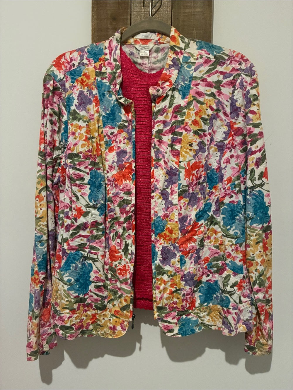 Christopher & Banks Floral Multicolor Open-Front Jacket